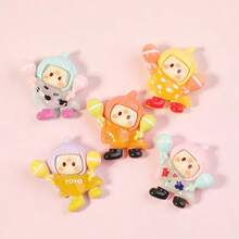 5pcs Resin Glow-In-The-Dark Cute Tilted Head Balloon Girl Figurines, Cartoon DIY Beaded Phone Strap, Hair Accessory, Pendant, Cream Gel Phone Case, Fridge Magnet Decorations - Multicolor - View 11
