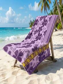 Large Bath Towel Set 140x70cm Embroidered Soft Terry Cloth High Quality Assorted Designs - Lilac Purple - View 3