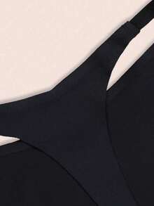 Women's Customized Text/Name Metal Ring Thong Panties, Sexy Invisible V-Waist Elastic Breathable Soft Comfortable Underwear, Gift For Girlfriend, Wife, Lover, Valentine's Day - Đen-1 - Xem 3