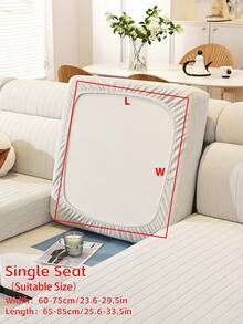 1pc Linear Quilted Sofa Slipcover, Thickened Full Coverage Design, Anti-Slip & Pet-Friendly Easy-Care Cover - Beige - View 12