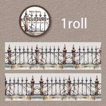 200厘米/卷，花卉围栏图案装饰胶带，复古花卉主题，可用于装饰手机壳、剪贴簿、明信片、笔记本，创意DIY材料套装，生日礼物，培养动手能力，和纸胶带，适合日记本。 - 彩色 - 查看 13