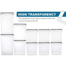VERONES Large Tall Airtight Food Storage Containers 10 PACK Plastic Airtight Kitchen Pantry Organization Ideal For Flour Sugar Plastic Canisters With Labels - Black - View 3