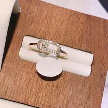 European And American Cross-Border Hot-Selling Geometric Open  Inlaid Copper 18K Gold Plated High-End Sense Ring Diamond - Silver - View 7
