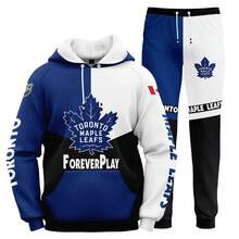 Toronto-Maple-Leafs Men'S Stylish 3D Lion Print 2pcs Athletic Wear Set - Long Sleeve Hoodie & Joggers, Casual Outdoor & Gym Wear For Spring/Fall, Football Team Pattern Design, Comfortable & Breathable Fabric, Perfect For Comfortable Fit - Nhiều màu - Xem 1