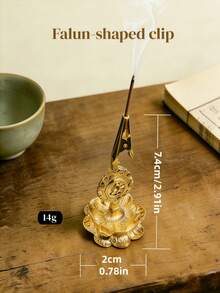 1pc Metal Lotus Flower Incense Clip, Sturdy Buddha Hand Shaped Incense Holder, Creative Incense Burner, Desktop Decor, Suitable For Stick Incense & Coil Incense, Office & Home Decor, Handheld Gift, Valentine's Day Gift, Desktop Ornament - Multicolor - View 5