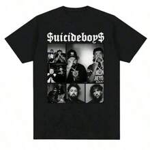 Suicideboy Era Tour Graphics Print T-Shirts For Men Harajuku Hip Hop Rock Style T Shirts Unisex Fashion Oversized Street T Shirt - Black - View 1