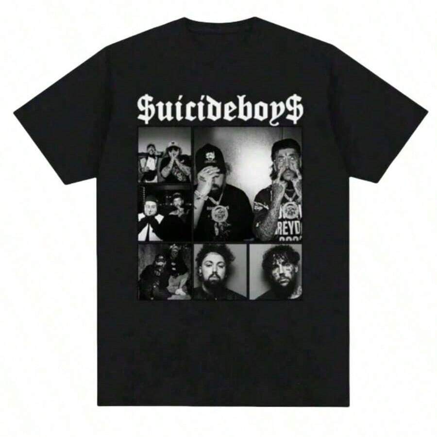 Suicideboy Era Tour Graphics Print T-Shirts For Men Harajuku Hip Hop Rock Style T Shirts Unisex Fashion Oversized Street T Shirt - Black - View 1