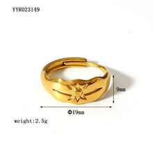 European And American INS Niche Stainless Steel Ring 18K Gold Plated Adjustable Hand Jewelry For Women Vintage Titanium Steel Accessories - YYR023149 - Xem 8