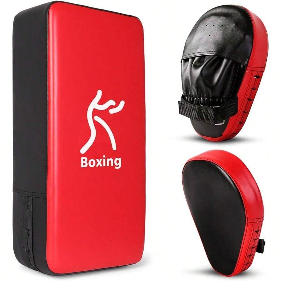 Punching Mitts Kick Pack Set, Boxing Mitts Pads, Taewondo Kick Pad, Great Boxing, Kickboxing, Karate, Muay Thai, Training - 黑色/紅色 - 查看 1