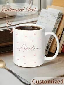 Personalized Coffee Mug 11oz - Custom Name Ceramic Cup With Cute Lazy Girl Design,Dishwasher & Microwave , Leak-Proof For Hot/Cold Drinks, Office, Home, Birthday, Christmas Gift, Coffee Bar Accessories, Office Drinkware, Playful Illustration, Drinkware - Multicolor - View 8