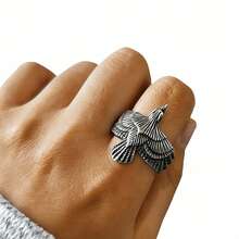 1 Stück modischer, rostfreier, wasserfester, verblassungsresistenter, hypoallergener Vintage Adler Punk Rock Stil Ring, geeignet für den täglichen Gebrauch, Lässig, Urlaub, Party, Geschenk für Männer - Eagle Herrenring - Übersicht 4