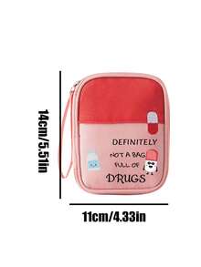 1pc Cartoon Pill Pattern Letter Printed Family Medicine Bag, Waterproof And Wear-Resistant, Portable Mini First Aid Kit Suitable For Camping, Hiking, Home, Outdoor, School, Backpacking, Trekking, Fishing, Hunting, Boating And More - Multicolor - View 10
