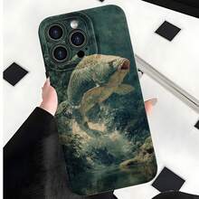 2026 nueva funda de teléfono esmerilada, funda de teléfono con impresión de pez saltando en el agua para  17 15 Pro Max,  17 14,  17 13, funda de protección para teléfono  Galaxy S23 S22 S21, regalo de funda de pareja para novio y novia, regalo de San Valentín y cumpleaños - Azul Klein - Ver 4