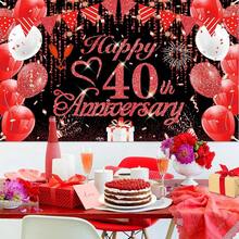 Rumia 40th Anniversary Decorations Red Black Happy Banner Ruby Wedding For Anniversary, Party 72.8x43.3 Inches, A8L1EQW - Màu đỏ - Xem 3