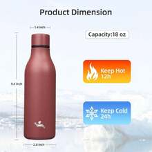- Botella de agua aislada con correa, 18 onzas, doble pared de acero inoxidable al aspiradora, frasco de agua de metal, rojo ladrillo,37495042 - Rojo violeta - Ver 2