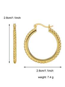 Charm-In Khuyên tai vòng xoắn dây mạ vàng dành cho nữ - Thiết kế cổ điển phù hợp để đeo hàng ngày/dịp lễ, món quà vượt thời gian dành cho phái đẹp (Giáng sinh/Sinh nhật) - Vàng - Xem 4