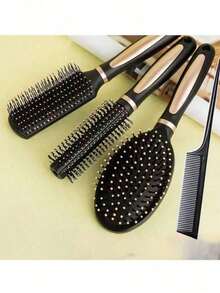 4pcs Comb Set - Style Brush, Barber Brush, Curling Brush, Air Cushion Brush, Pointed Tail Brush, Massage Brush, Ventilation Brush, Coloring Brush, Head Massage Comb, Suitable For Thick/Curly/Long/Short Hair, Dry Or Wet Use, Anti-Static Plastic Bristles, For Men And Women, Homecare Spa Hair Styling Tools, Back To School Supplies - Multicolor - View 16