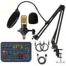 Professional Podcasting Sound Card Kit With Audio Interface And Condenser Microphone, Live Sound Card And Audio Mixer, Studio Podcasting Kit For PC/Mobile Live Singing Game, Streaming Media, Content Creator Studio, Podcasting Kit With Voice Converter Compatible With Iphone Android Phone For Winter Vacation, Audio/Video Recording, Interviews, Gaming & Live Streaming Vacation Audio Recording Video Recording Interviews Gaming Streaming Live Streaming Mini Microphone - Black - View 12