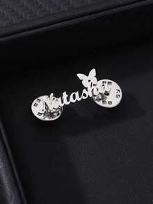 1pc Customized Stainless Steel Butterfly Brooch With Personalized Name - Suitable For Birthday, Wedding, Graduation Gifts - Elegant And Durable Commemorative Accessory, Exquisite Design, Beautiful Appearance, Perfect Gift For Back To School, Vacation, Travel - Multicolor - View 2