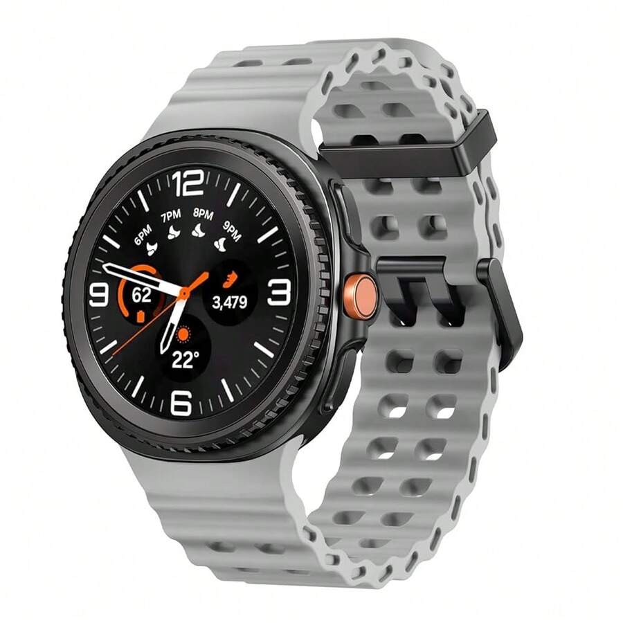 Marine Silicone Sport Band Compatible With Samsung Galaxy Watch 8 Classic 46mm Men Women, Soft Silicone Sport Breathable Band For Galaxy Watch 8 Strap 44mm 40mm,LightGrey - 淺灰色 - 查看 1