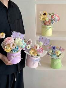 Round Flower Bouquet Packaging Box, Small Hand-Held Flower Basket, Christmas Gift Box, Suitable For Weddings, Birthdays, Anniversary Days And Other Occasions. Christmas Gift Box, Gift Clothing Packaging Box - Multicolor - View 2