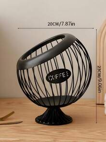 1个球形镂空收纳篮，厨房/客厅咖啡胶囊和零食收纳架，高品质装饰性桌面收纳方案