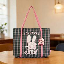 Miniso Túi xách kẻ caro thuộc series Zootopia của Disney - Có hình Judy và Nick, đáy được gia cố, chịu lực tốt, phù hợp cho văn phòng và những chuyến đi ngắn (1 chiếc) - Nhiều màu - Xem 4
