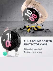 适用于 Galaxy Watch 4、5、6 和 7(44 毫米和 40 毫米)。这款二合一保护壳采用防震防刮的硬质 PC 材料制成,并附赠钢化玻璃屏幕保护膜。男女皆宜,时尚运动,佩戴舒适,触控灵敏。 - 粉色 - 查看 4