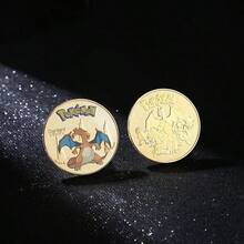 Anime Gold Plated Gold Coin Game Commemorative Coin Mewtwo Charizard Gold Coin Game Collection Children Gift - Multicolor - View 5