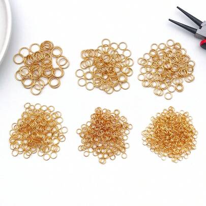 20/50 piezas Anillos de salto abiertos de acero inoxidable chapados en oro de 4/5/6/8/7/8/10 mm, anillos de conector redondo de un solo bucle para hacer pulseras, collares y joyería