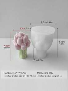 1 khuôn nến hình bó hoa tulip 3D - trắng - Xem 7