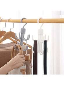 1pc Versatile Plastic Hanger With Rotating Belt Hook, Designed For Hanging Camisoles, Ties, Belts, Bags, Scarves And More, Rotating 4-Prong Hook, Multi-Functional Clothing & Accessory Hanger, For Storage Of Clothes, Bags, Belts, Scarves, Ties, Bathroom Accessory - Multicolor - View 7