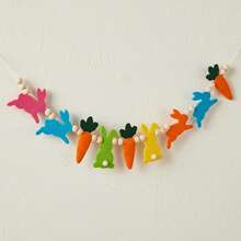 Guirnalda de cuentas de conejo de zanahoria para decoración colgante de Pascua, adornos de pared para fiestas - Naranja - Ver 4