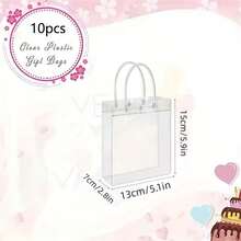 5/10/50pcs Transparent Reusable Plastic Bags, Suitable For Holiday Parties, Party Favors, Cosmetics, Flowers, Small Business Supplies, Shopping And Anniversaries - Gift Bag - View 11
