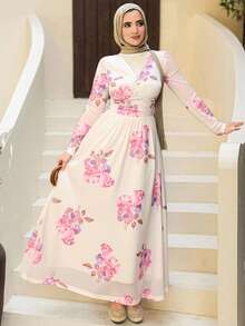 DAZY Váy dài tay họa tiết hoa nhỏ xinh dành cho nữ, thanh lịch mùa xuân/thu, váy cưới - Nhiều màu - Xem 2