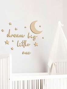 Dream Big, Baby! Wooden Baby Room Wall Decor, Boho Moon & Star Pattern, Neutral Tones, Suitable For Boys/Girls Bedroom, Home, Farmhouse Living Room, Playroom - Multicolor - View 8