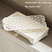 Sink Caddy Multifunctional Sponge Holder Drain Tray Kitchen Sink Organizer With Sucker - White - View 3