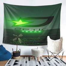 OpTic Gaming Tapestry - Neon Green & Gaming Wallpaper With Optic Lettering, Heavy-Duty Peach Light Fabric For Home Theater, Office, Easy-Clean Gaming Setup, Office Decoration, Modern Aesthetic, Durable Material, Decorative Wall Hanging - 黑色 - 查看 9