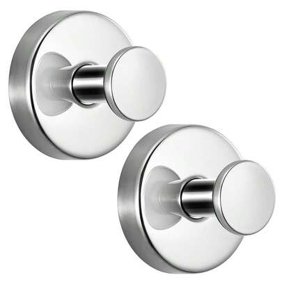 Suction Cup Hooks For Shower No-Drill Bathroom Hooks For Towels, Robes, Loofah Mountable On Bathroom Walls, Kitchen, Glass, Mirrors, Tile And Smooth,Non-Porous Surfaces (2, Chrome Polished),ChromePolished