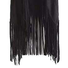 Women Sleeveless Waistcoat Jacket, Women Fringe Vest, Open Front, Tassels Tops, L To 3XL Size - màu đen - Xem 4