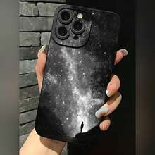 2026 nueva funda de teléfono esmerilada, funda de teléfono cielo nocturno de galaxia con impresión de silueta para iPhone 17 15 14 13 12 Pro Max y  Galaxy S23 S22 S21 Ultra protector de teléfono funda de pareja regalo para él y ella regalo de San Valentín cumpleaños - Negro - Ver 1