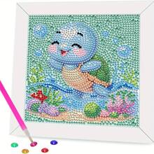 一套卡通动物钻石画套装，闪亮钻石马赛克艺术套装，DIY房间装饰钻石画，儿童节日手工材料，包含画布、钻石包、工具，适合家居墙面和桌面装饰，儿童节日礼物和朋友节日礼物 - 彩色 - 查看 12