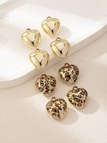 2/6/20pcs Fashionable Minimalist Leopard Print Heart Shaped DIY Pendant, Suitable For Making Women's Earrings, Necklaces, Phone Chains, Bag Charms, Chains, Suitable For Making Valentine's Day Gifts, Holiday Gifts, Gold Leopard Print Heart Pendant, Silver Leopard Print Heart Pendant, Suitable For DIY Jewelry Accessories, Halloween, Christmas - Leopard - View 11