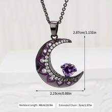 1 Piece Gothic Black Moon Pendant Necklace For Women, Gunmetal-Plated Edgy Jewelry, Perfect For Both Daily Looks And Party Occasions, Versatile Layered Necklace For All-Season Casual Wea - 紫色 - 查看 5