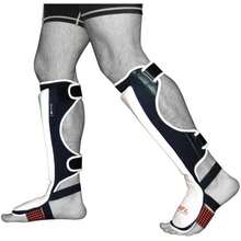 Meister Edge Guardias de Espinilla de Cuero con Alcochado de Gel (Par) - Blanco-Pequeño/Mediano - Ver 3