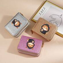 Cool Cat Printed Short Wallet, Fresh And Simple PU Shiny Organ Card Bag, Coin Wallet Zipper Bag, Portable Small Wallet, Suitable For Daily Outings Or As Gifts, Exclusive Wallet For Pet Enthusiasts - one-size - View 3