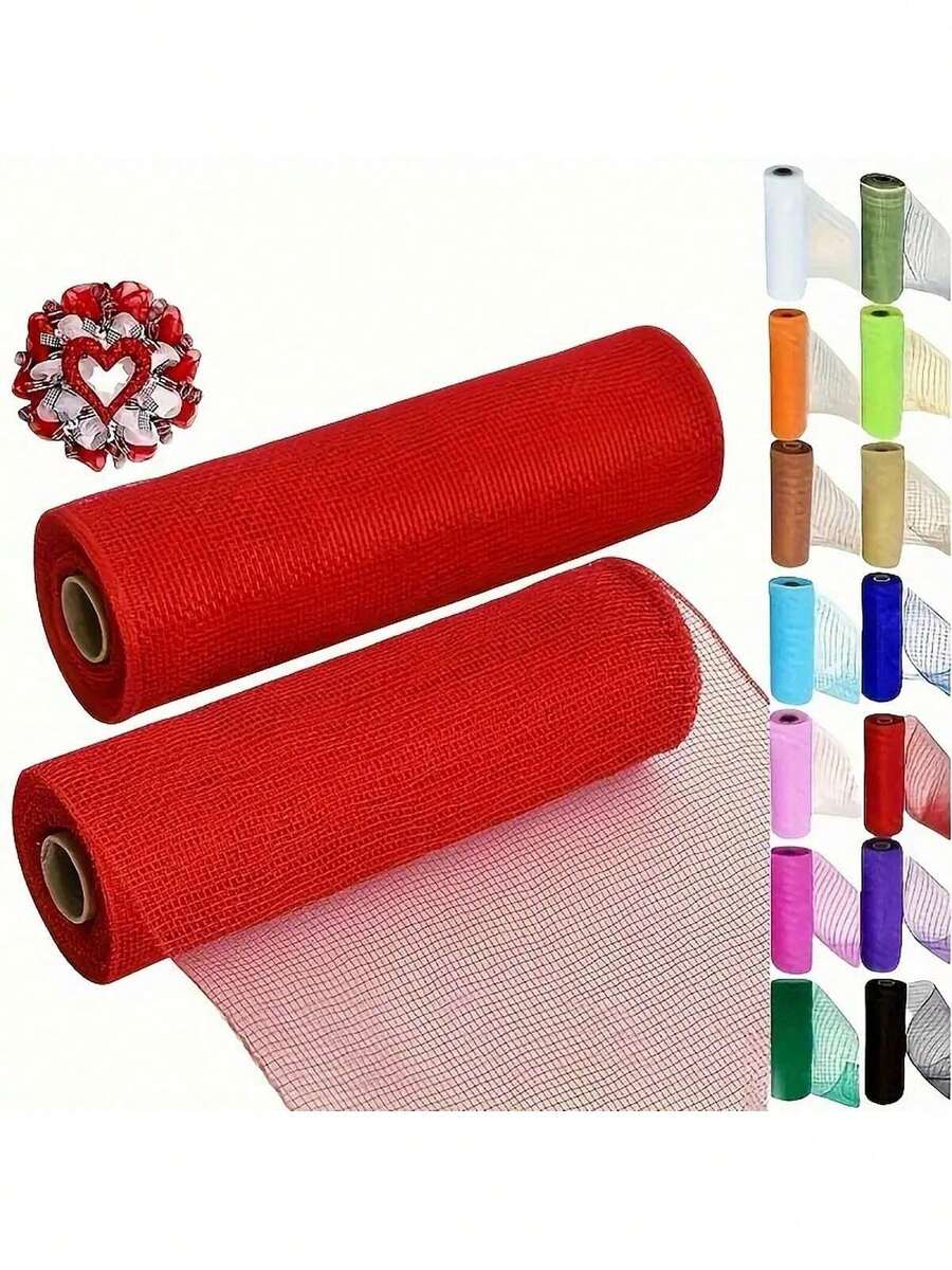 10英寸 x 10码（30英尺）条纹丝带，DIY手工材料，适合季节性家居装饰和花环制作——非常适合情人节、复活节、感恩节、母亲节和教师节的礼物包装和装饰。 - 彩色 - 查看 1