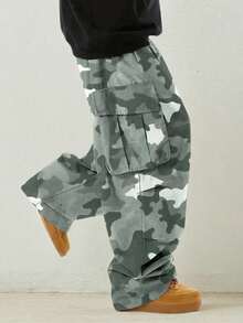 Men's Casual Fashionable Cargo Pants, Outdoor Camouflage Cargo Pants, Spring/Autumn - Mint Green - View 4