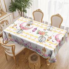 1pc Ramadan Tablecloth, Moon Lantern Flower Design, Eid Decoration Islamic Style Dining Table Cover, Suitable For Holiday Home Decor, Ramadan Gathering, Festival Dining, Kitchen, Polyester Round And Rectangular Tablecloths Available - Multicolor - View 17