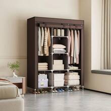 1pc Multi-Layer Portable Wardrobe, Easy To Assemble, Large Capacity Bedroom Dust-Proof Storage Cabinet, Space-Saving, Simple Clothes & Bedding Storage, Dust Cover For Tidy Bedroom, Suitable For Rental & Home - Multicolor - View 9